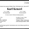 Kenzel Karl 1897-1989 Todesanzeige